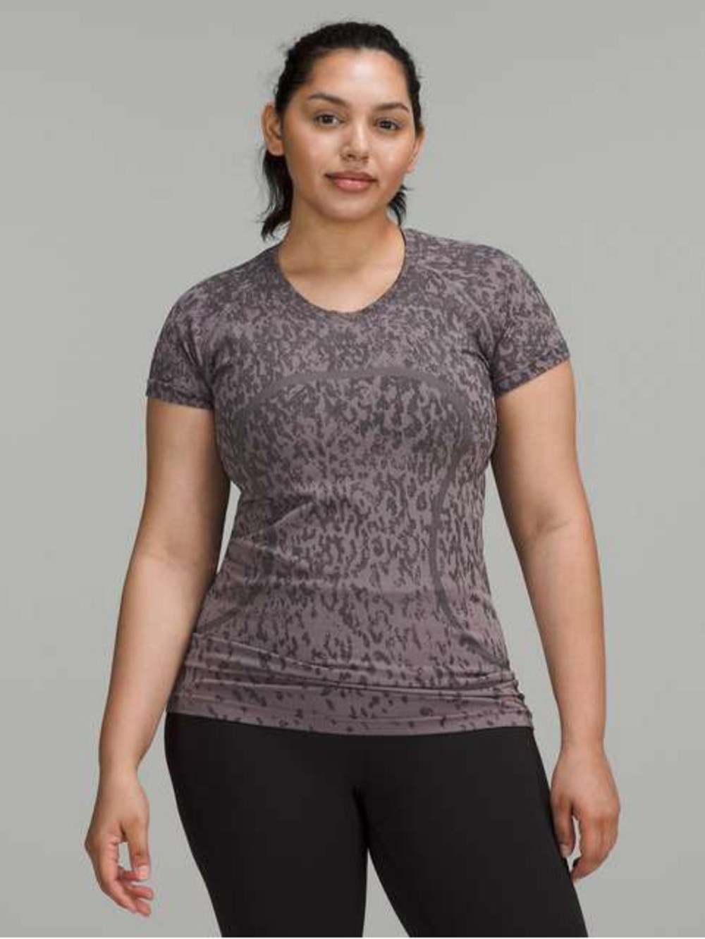 Lululemon Swiftly Tech Short Sleeve Crew Top Purple & Gray Sz 12 (XL) Running
